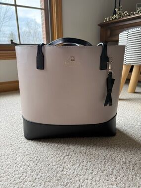 kate spade Blush and Black Two-Tone Leather Tote